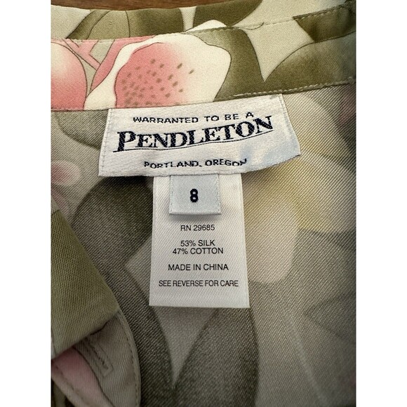 Pendleton Cardigan Women's 8 Floral Grandma Core Silk Blend Button Up Tropical - Picture 3 of 10